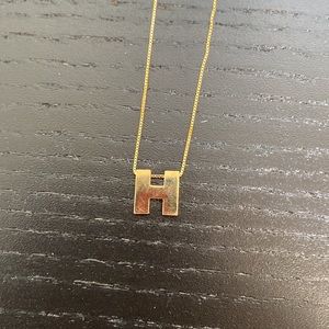 NWT 14K Gold “H” necklace, 16”